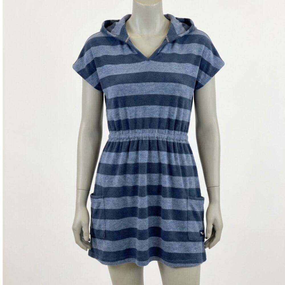 PINK Victoria's Secret Striped Hooded Beach Dress Cover Up Blue Size M